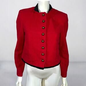 HARVE BENARD red cropped wool jacket size 6